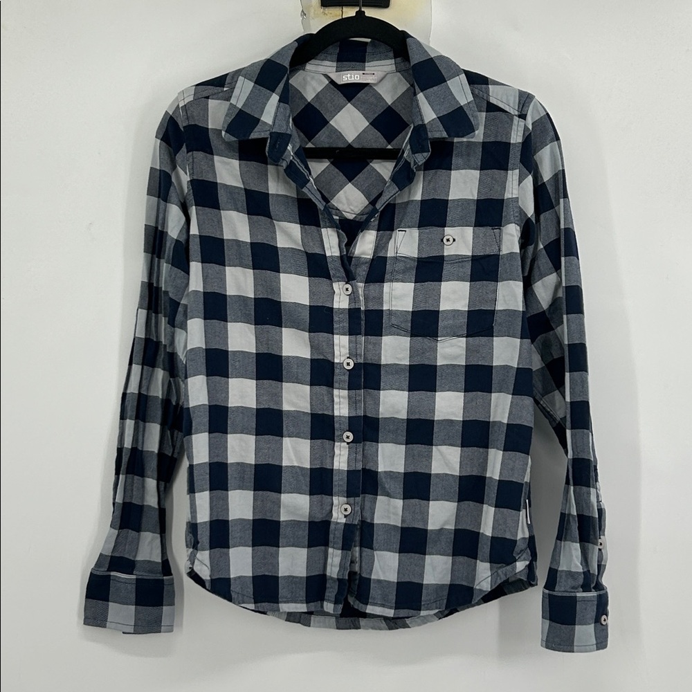 Stio Plaid Button Down Shirt Women’s Blue Buffalo Plaid Small